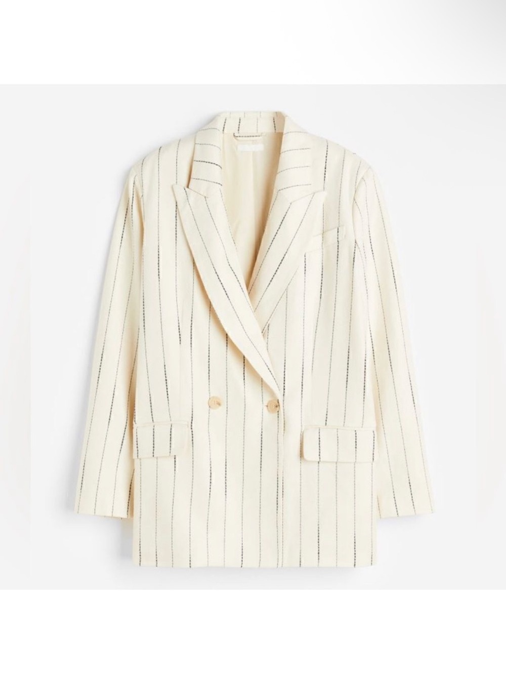 H&M Cream Pinstripe Double-Breasted Blazer
